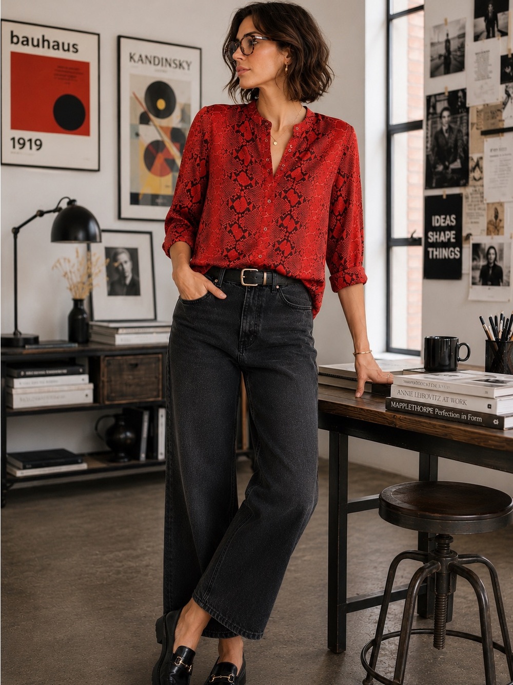 Equipment Red Silk Snake Print Blouse Luxe Button Front Top Size XS